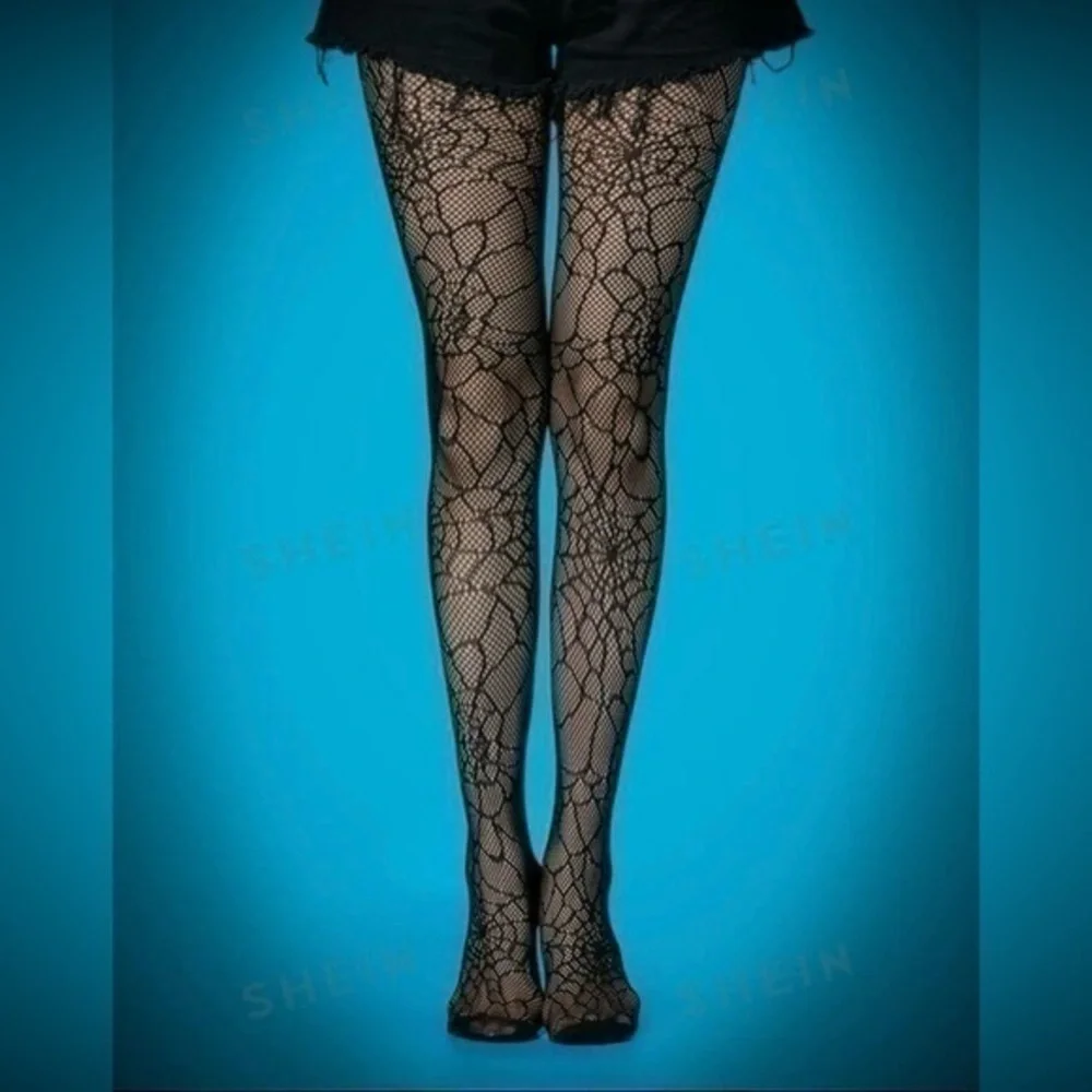 Spider Web Pattern Mesh Tights